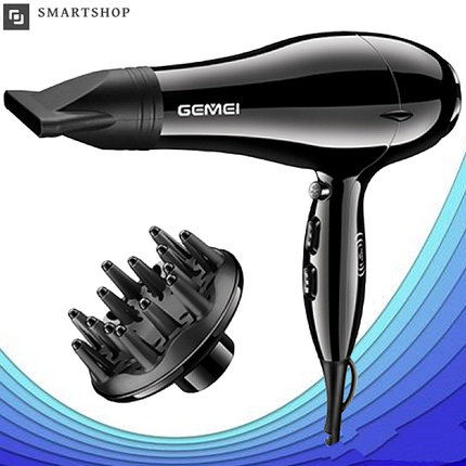 Фен для волосся Gemei GM-103 2200 Вт, Професійний сенсорний фен для укладання та сушіння волосся з дифузором, фото 1