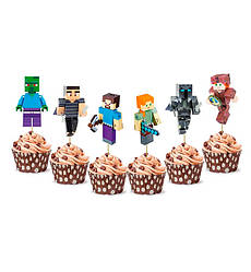 Топпери на капкейки "Майнкрафт" висота – 11 см., набір – 6 шт.