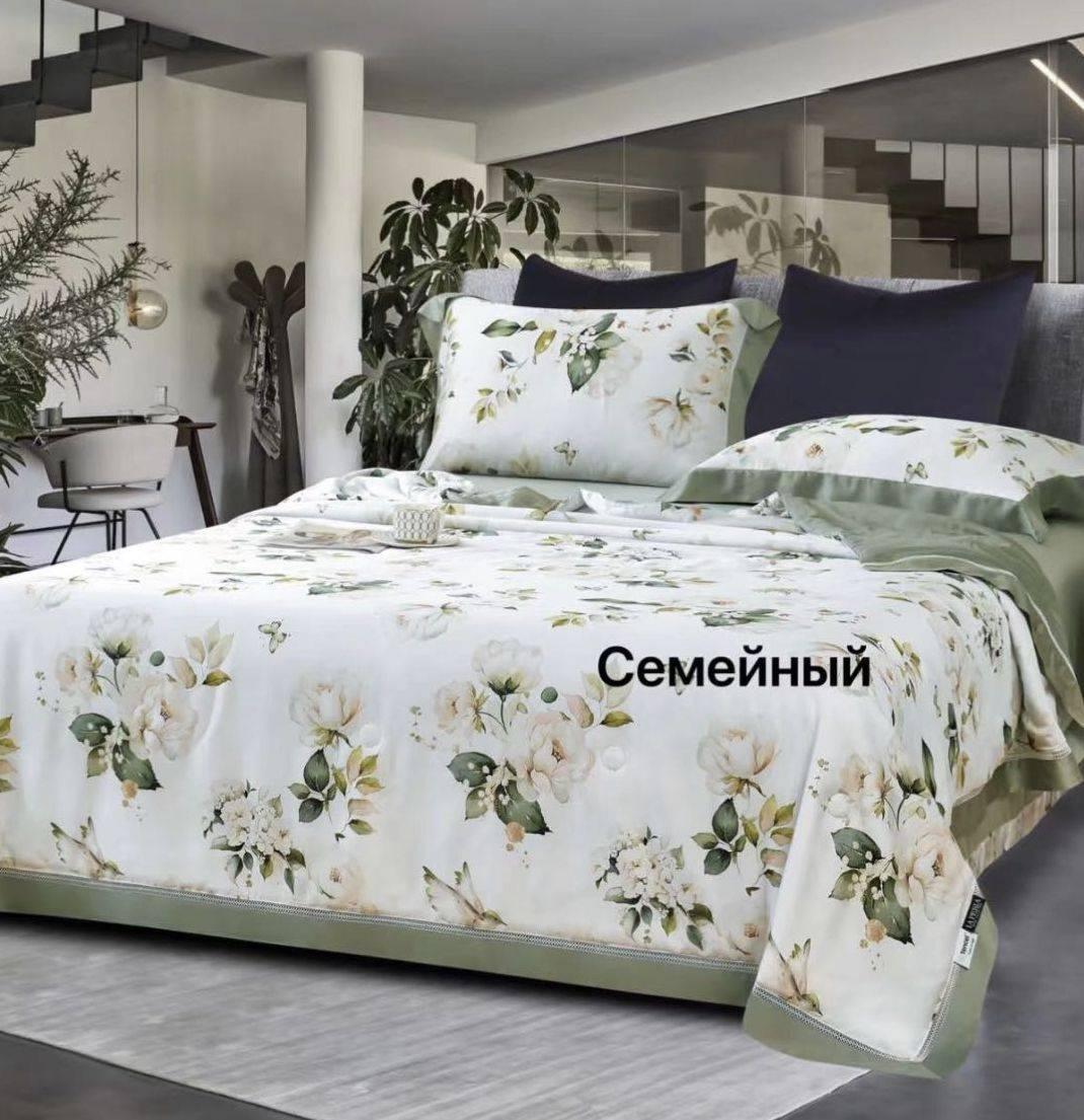 Комплект постільної білизни 150*200 оливковий із сірим La Perla 22848