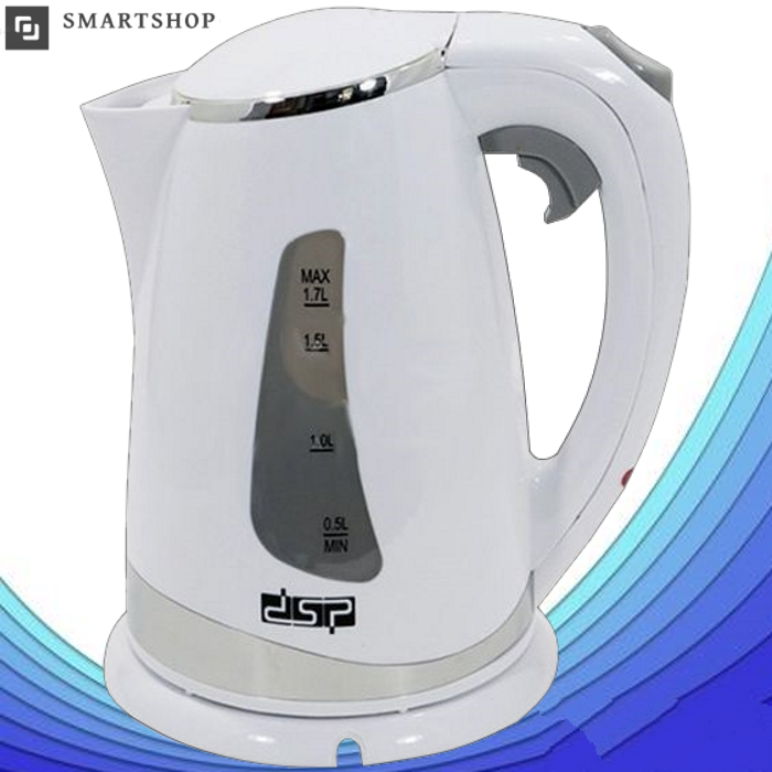 Електрочайник DSP KK1110, пластиковий електричний чайник, дисковий електрочайник 1,7 літра 2200 Вт Білий