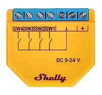 Shelly Plus i4 DC - 4-канальный 5В-24В DC WiFi Scene Controller