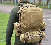 Штурмовой рюкзак с подсумками 50 л, тактический рюкзак со съемными сумками из полиэстера Койот
