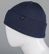 Подвійна шапка "Рубчик" (23204), Сіро-синій, фото 2