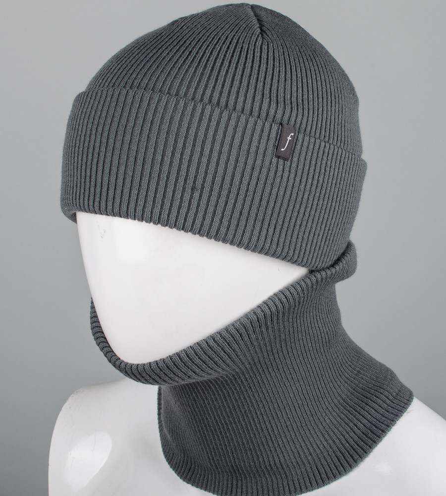 Комплект "Чоловіча шапка "Резинка" із відворотом + Баф" (221206к), фото 1