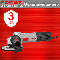 Угловая шлифовальная машина CROWN CT13567-125R профессиональная маленькая электро болгарка 125 мм бытовая