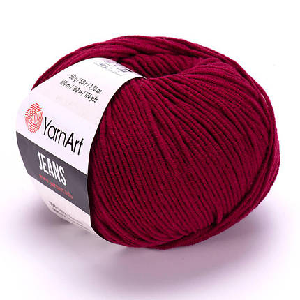 Пряжа Джинс, YarnArt Jeans №66 бордовий, фото 1