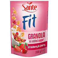 Гранола (Мюслі) з полуницею та вишнею БЕЗ САХАРА Sante Fit Granola Nuts&Cocoa 300 г Польща