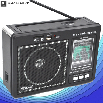 Радіоприймач GOLON RX-99 UAR, Великий портативний радіоприймач - колонка MP3 з USB і акумулятором, фото 1