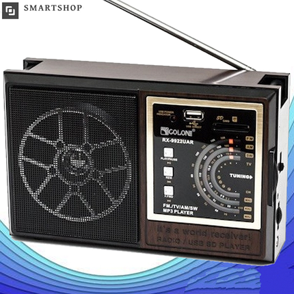 Радіоприймач GOLON RX-9922, портативний радіоприймач колонка MP3 з USB, акумулятором і Led-ліхтариком, фото 1