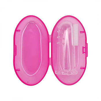 Силіконова зубна щітка для ясен рожева у футлярі 0706роз