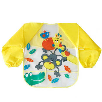 Слюнявчик клейончастий з рукавами, на зав'язках жовта 0610желтая G-Rich