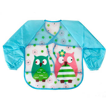 Слюнявчик клейончастий з рукавами, на зав'язках блакитна 0610гол G-Rich