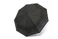 Однотонный черный женский зонтик со звездами по краю