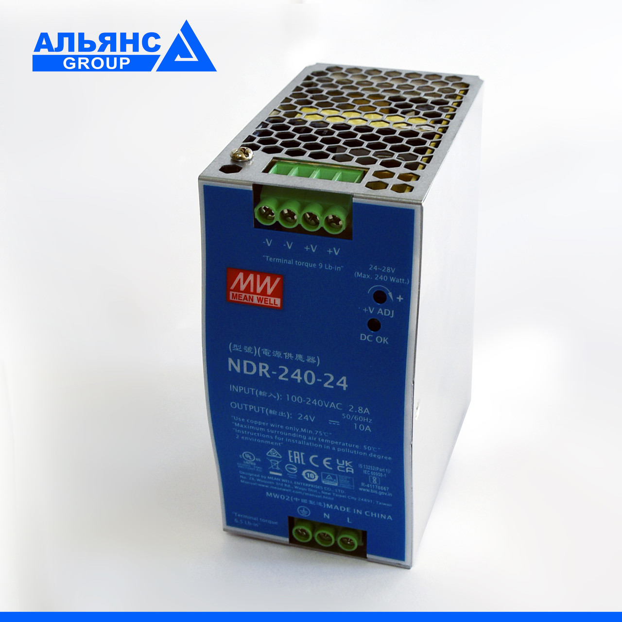 Блок живлення Mean Well NDR-240-24 оригінал (24VDC, 240W)