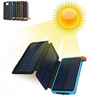 Зовнішній акумулятор Power Bank 10000 mAh з 3 Сонячними панелями Складаний