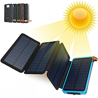 Внешний Аккумулятор Power Bank 10000 mAh с 4 Солнечными Панелями Складной