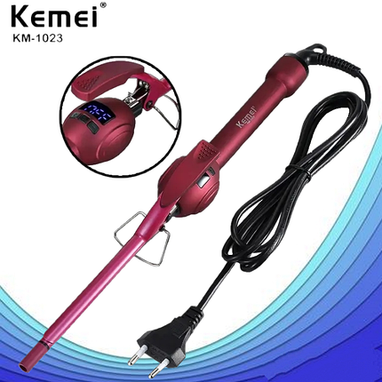Плойка для волосся професійна афрокудрі Kemei KM-1023 9 мм з дисплеєм, тонка плойка 9 мм для афро кучерів, фото 1