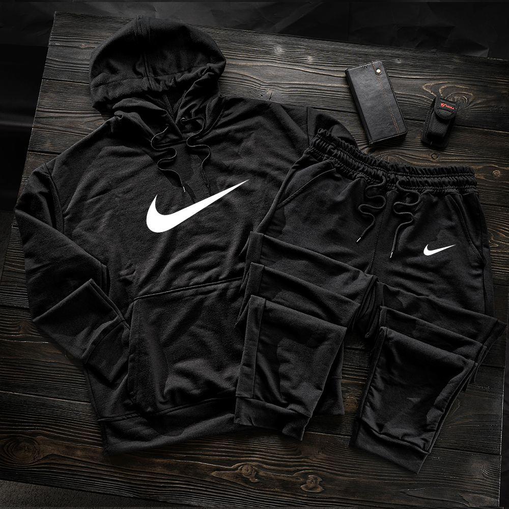 Чоловічий спортивний костюм весна осінь Nike чорний комплект найк демісезонний худі штани