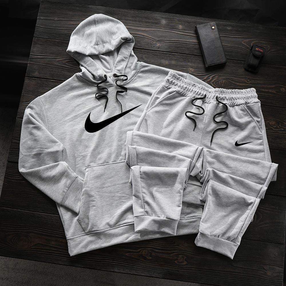 Чоловічий спортивний костюм весна осінь Nike сірий комплект найк демісезонний худі штани