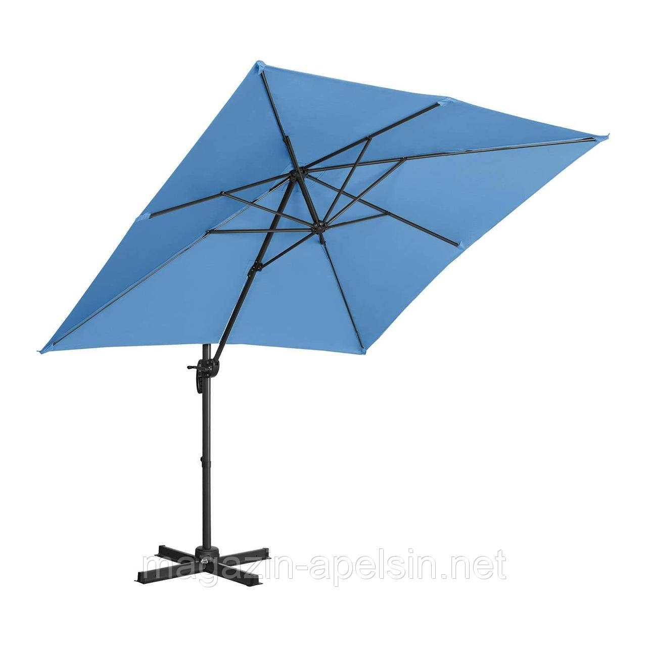 Світлофорна парасолька - синя - квадратна - 250 x 250 см - обертається, фото 1