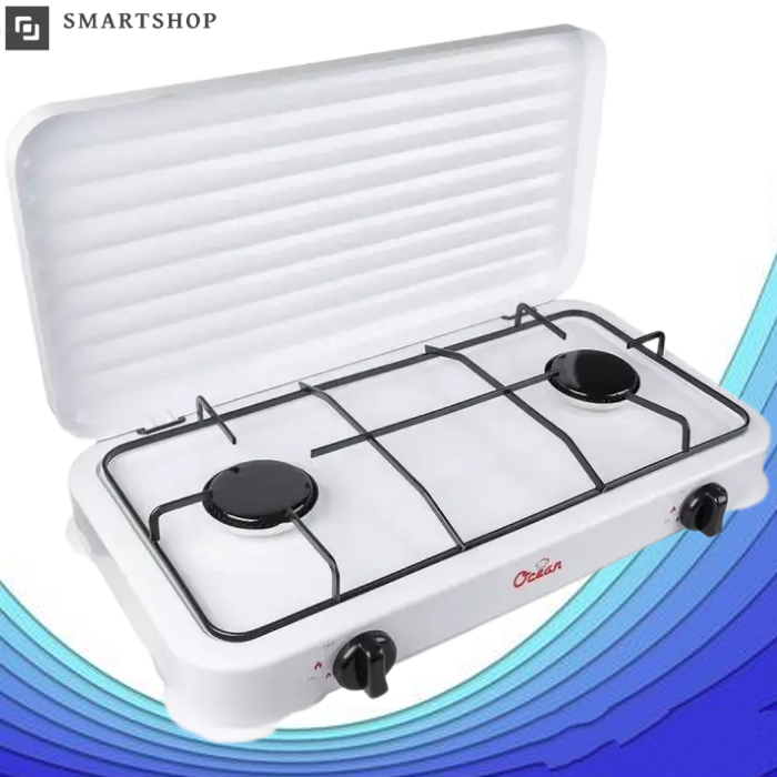 Газова плита настільна таганок Ocean 2833 на 2 конфорки, плита для балонного газу для дому з п'єзозапалюванням