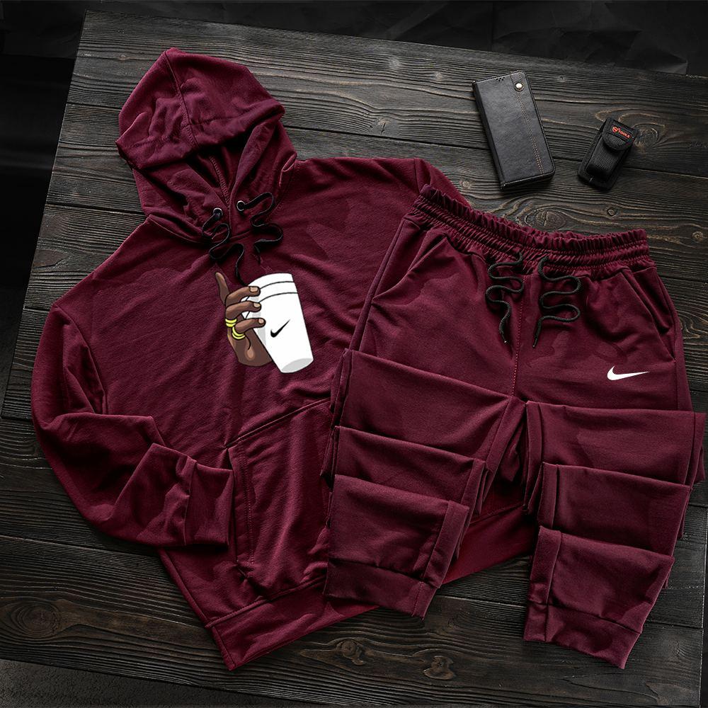 Спортивний костюм Nike чоловічий весняний осінній бордовий комплект кофта штани трикотажний найк