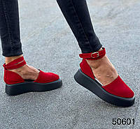Туфли женские красные Barbara на платформе натуральная замша