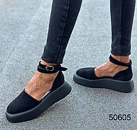 Туфли женские черные Barbara на платформе натуральная замша
