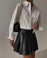 Женская стильная однотонная рубашка оверсайз свободного на пуговицах с длинным рукавом белая S-L