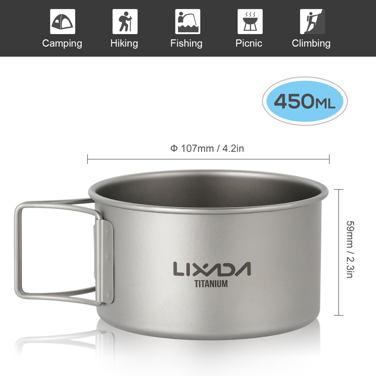 Тарілка титанова Lixada 450 мл