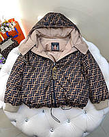 Пудрова жіноча зимова куртка fendi фенді