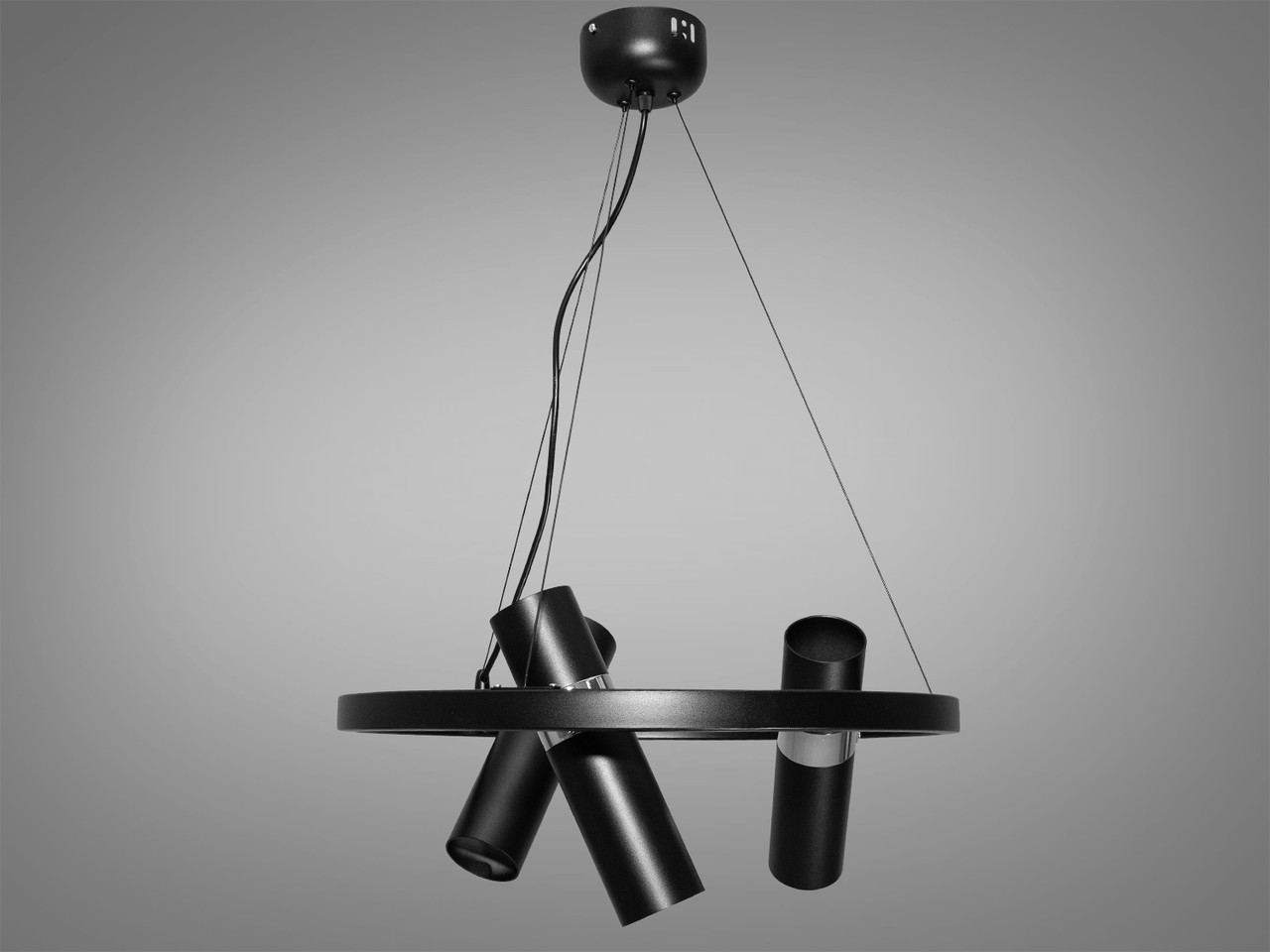 Лаконічна люстра в стилі Loft на 6 ламп, колір чорний +хром D1332-D450BK+HR-LS