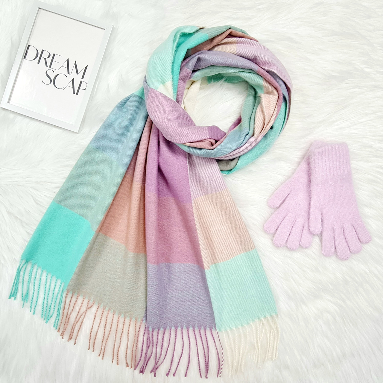Комплект жіночий зимовий (шарф+рукавички) M&JJ One size рожевий 1146 - 4213, фото 1