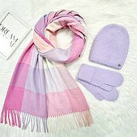 Комплект жіночий зимовий ангоровий (шапка+шарф+рукавиці) ODYSSEY 55-58 см бузковий 13430 - 1141 - 4137