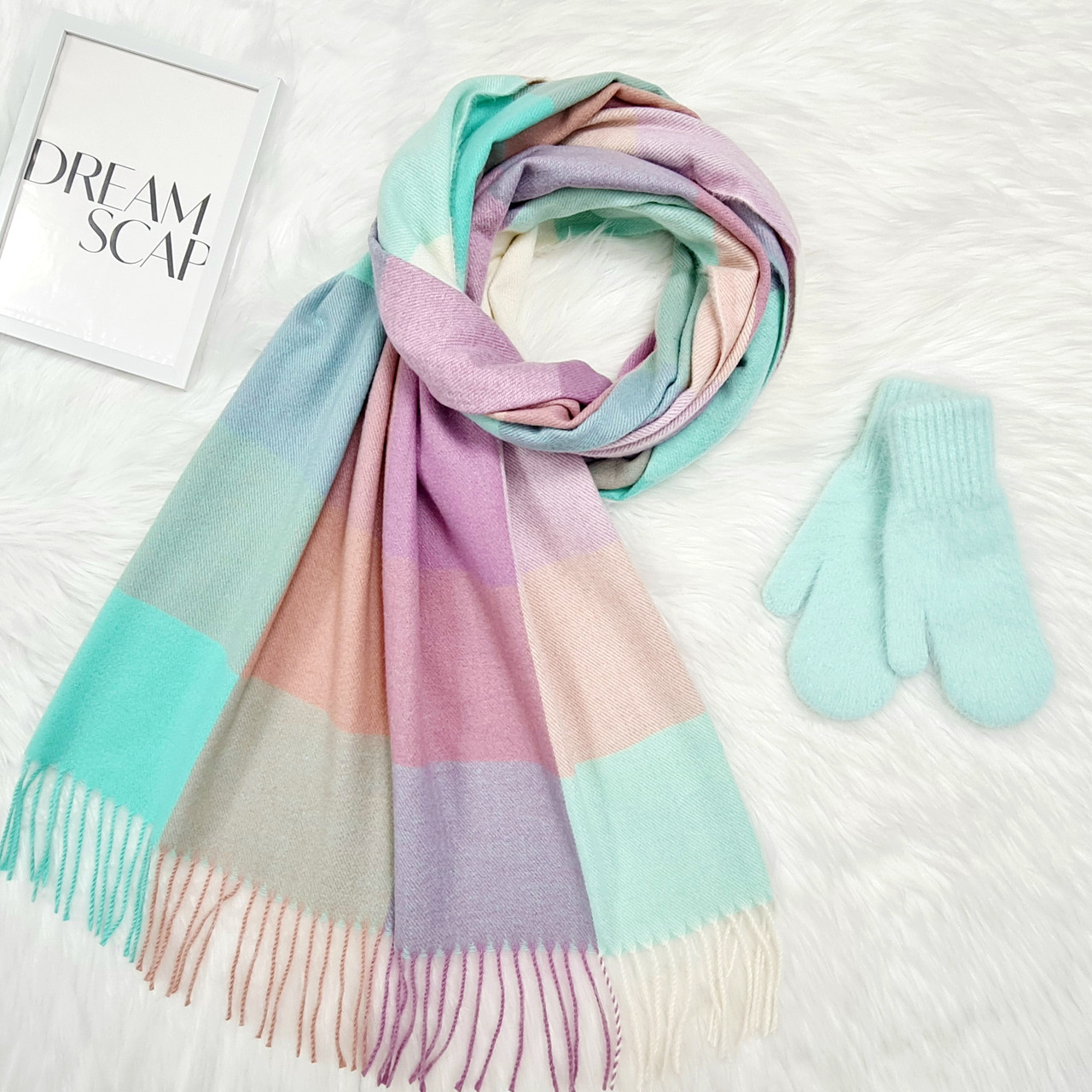 Комплект жіночий зимовий (шарф+рукавиці) M&JJ One size м'ятний 1146 - 4139