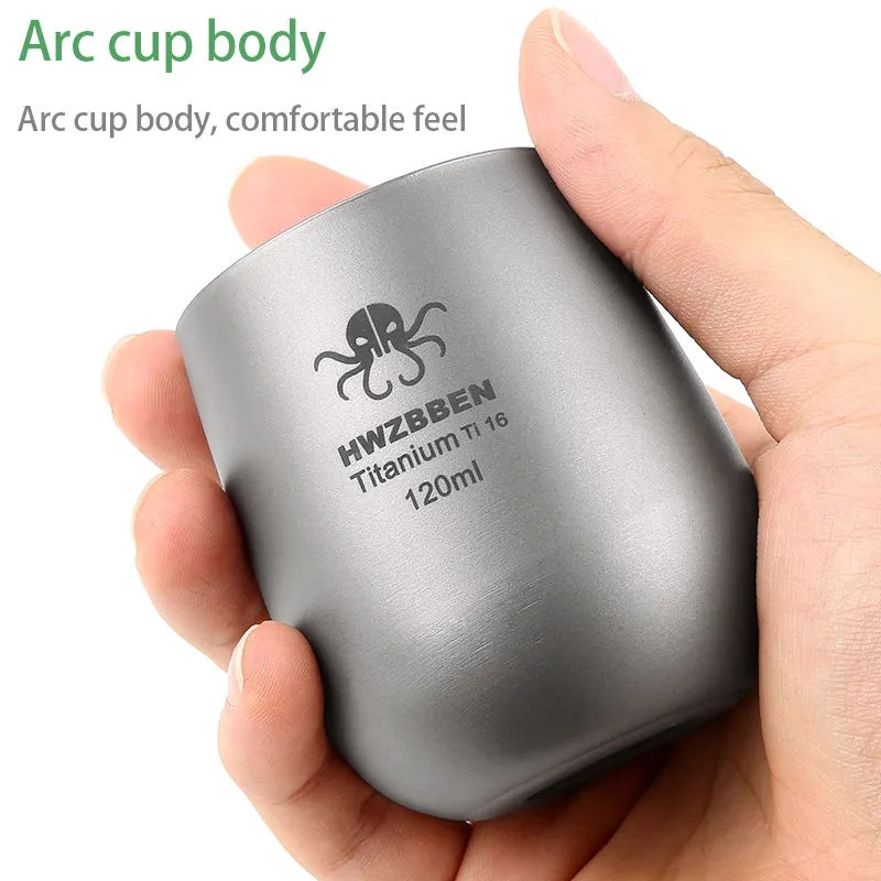 Стакан титановий для кави з подвійними стінками HWZBBEN 120 мл, фото 1