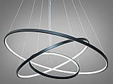 Підвісна чорна люстра кільця MD9079-3BK-800+600+400 dimmer, фото 2