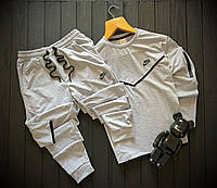 Мужской спортивный костюм Nike весенний осенний комплект Найк Свитшот + Штаны серый люкс качество