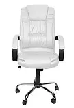 Комп'ютерне офісне крісло Malatec 8984 біле з еко шкіри, фото 2