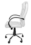 Комп'ютерне офісне крісло Malatec 8984 біле з еко шкіри, фото 3