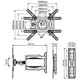 Кронштейн похило-поворотний РК LED телевізора North Bayou NB P4 (P40) 23" - 55" Настінний, фото 7