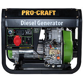 Генератор дизельний PROCRAFT DP65/3 UNIVERSAL (5,5-6,0 кВт, ел. старт, колеса, 3 фаз. вага 113 кг)