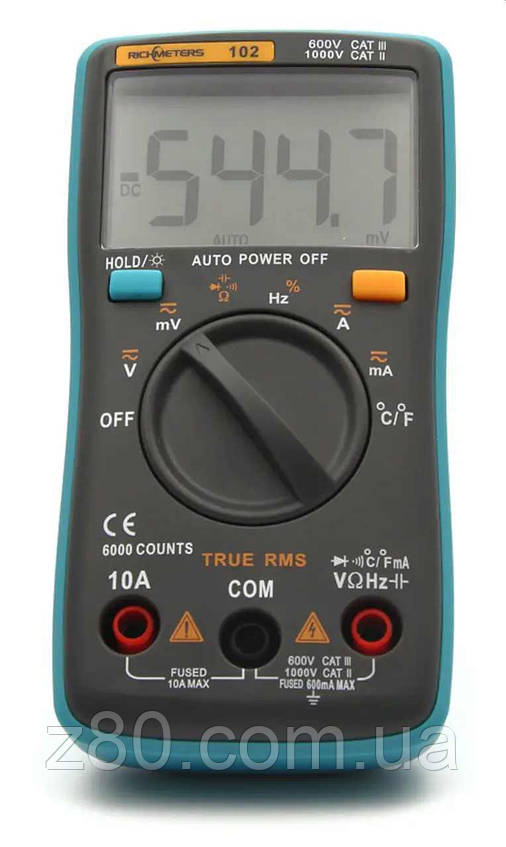 Мультиметр цифровий Richmeters RM102 True RMS 6000 відліків з термопарою, фото 1