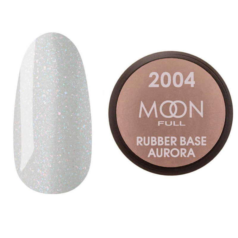 База каучукова з шимером MOON FULL AURORA Shimmer Rubber Base No2004, 15 мл, молочно-сірий