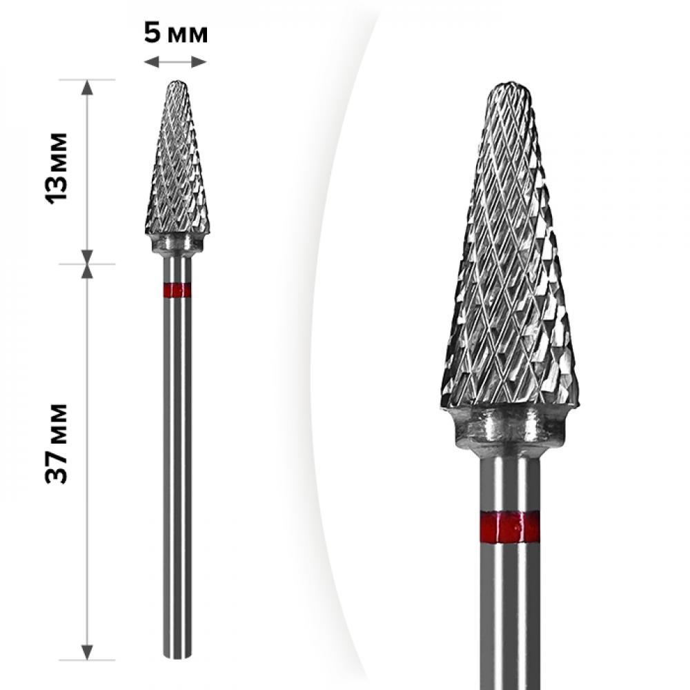 Твердосплавна фреза для зняття гель-лаку mART M-121 Ялинка Red 5*13, фото 1