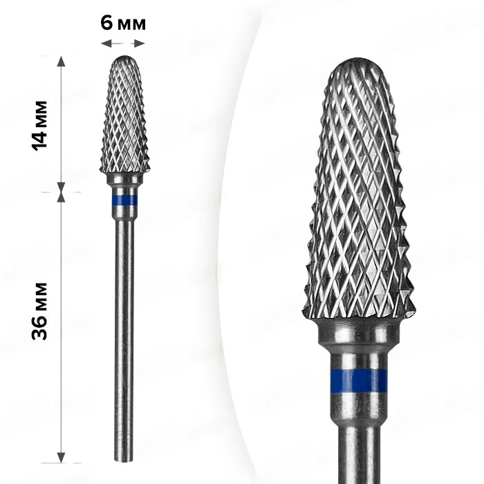 Твердосплавна фреза для зняття гель-лаку mART M-116 Кукурудза Blue 6*14, фото 1