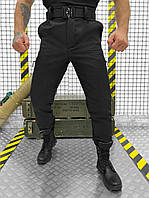 Тактические демисезонные штаны полиция soft shell Военные брюки софтшелл на флисе черные