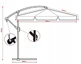 Парасолька садова кутова з нахилом GardenLine 3,5 м + Чохол для тераси пляжу саду W_1384 Сірий, фото 6