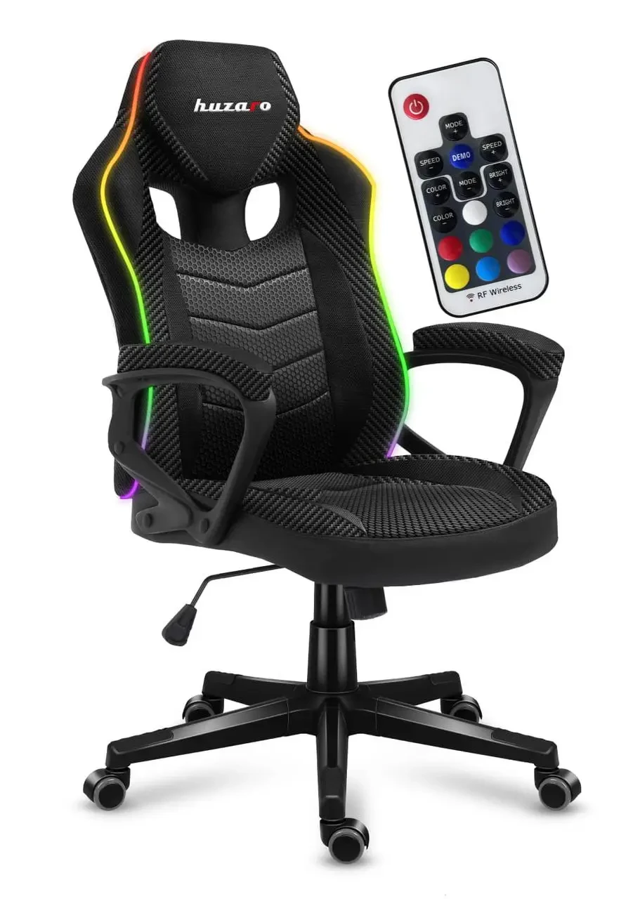 Крісло комп'ютерне геймерське HUZARO Force 2.5 RGB тканина + підсвічування + пульт ДУ для геймерів W_2035, фото 1