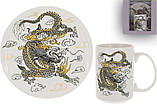 Чайна порцелянова пара "Дракон на білому" кухоль 500 мл, тарілка Ø20 см, фото 2